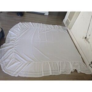 Levinsohn Embroidered Eyelet Bedskirt, White Queen Size with 14" Drop